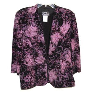 Alex Evenings Women’s Purple Floral V-Neck 3/4 Sleeves Dinner Jacket – Size: XLP